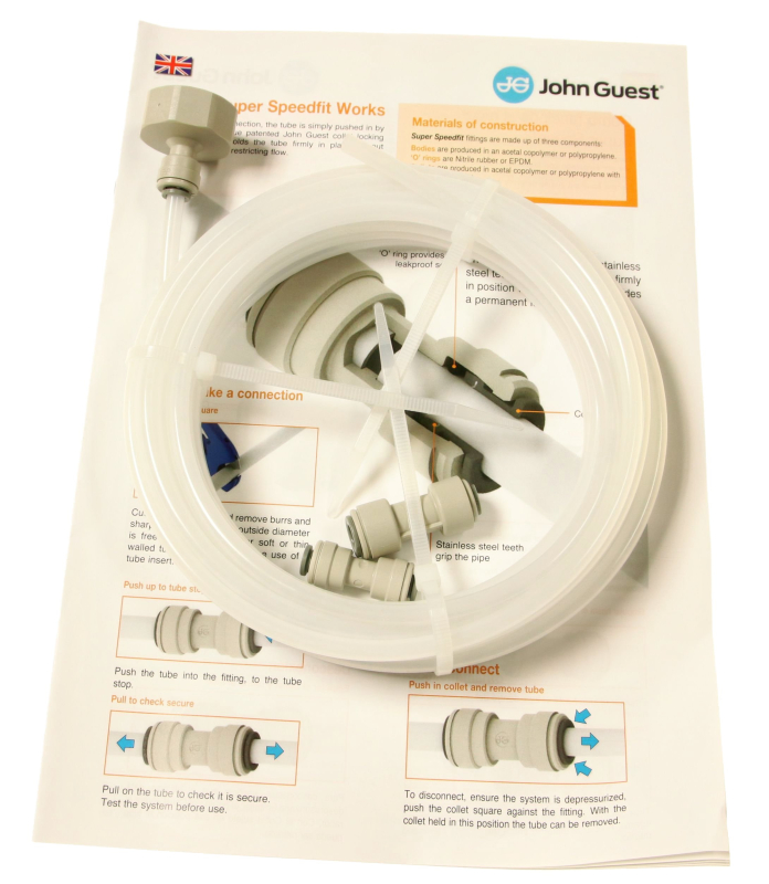 Water supply hose set for cooker of Beko and more - John Guest SET22-N